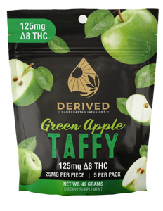 25mg - Delta 8 - Green Apple Taffy (5-PACK BAG)