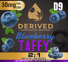 Load image into Gallery viewer, 20mg D9 + 10mg CBD - Blueberry Taffy 2:1