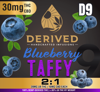 20mg D9 + 10mg CBD - Blueberry Taffy 2:1