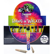 Pre-roll display box with 20 Dawg Walker joints by Fingerboard Farm.
